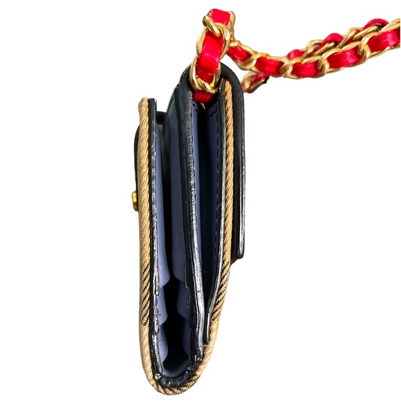 Burberry Small Snap Wallet With Red and Gold Crossbody Chain and Red Insert - Picture 4 of 16